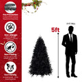 Prelit Black Christmas Tree With White Lights Artificial Fake Christmas Tree With PE&PVC Branch Tips For Halloween And Xmas Tree For Holiday Decorations, Metal Stand And Hinged Branches