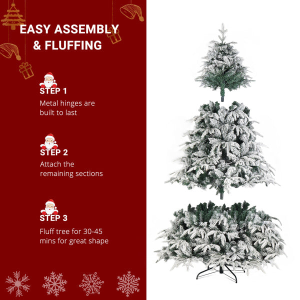 7ft Green Plush, 450 Lights, Warm Color 8 Mode, 1687 Branches, Automatic Tree Structure, Single-sided PE, PVC Material Christmas Tree